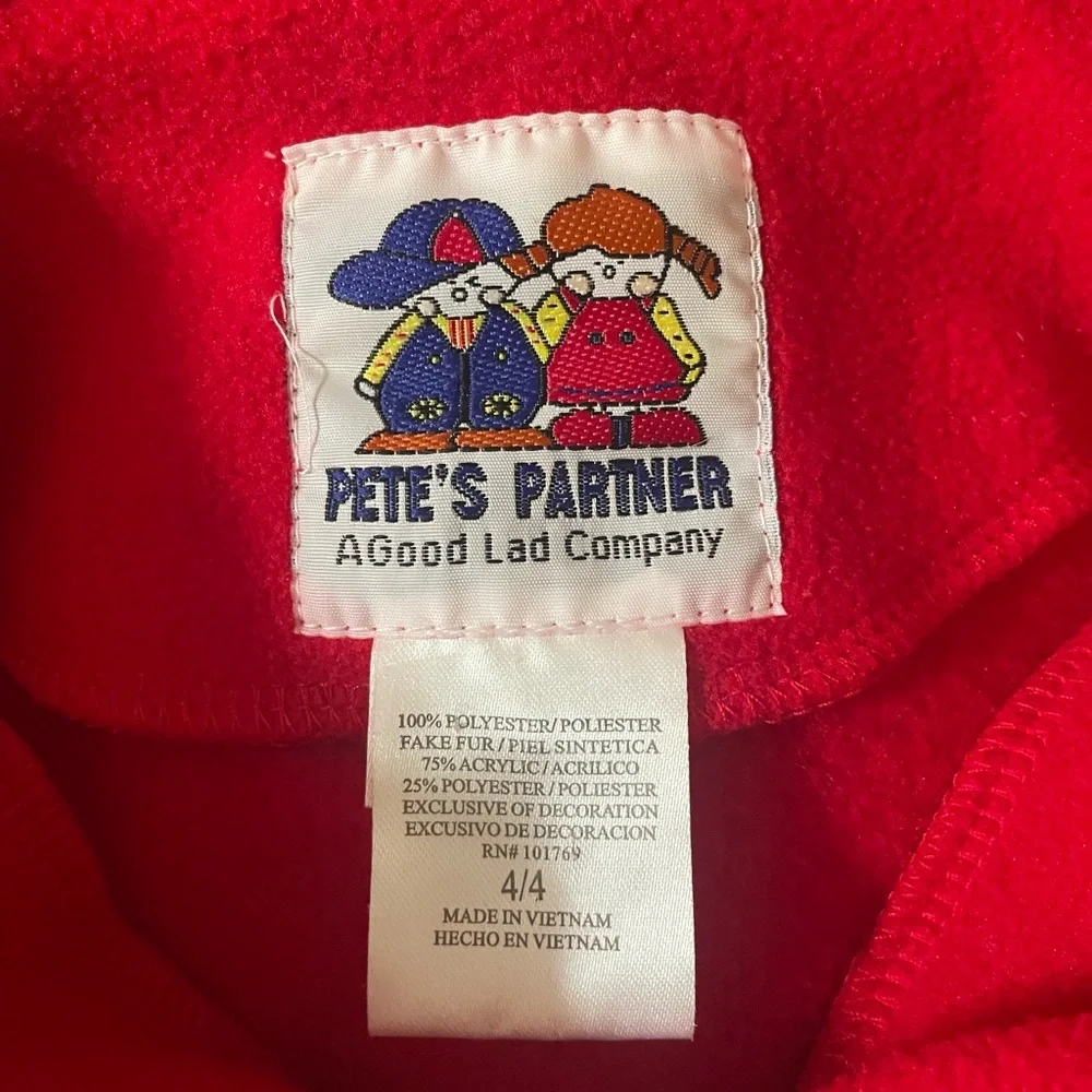 Pete’s Partner Girls Scottish Terrier Red Coat With Faux Black Fur Trim Size 4​